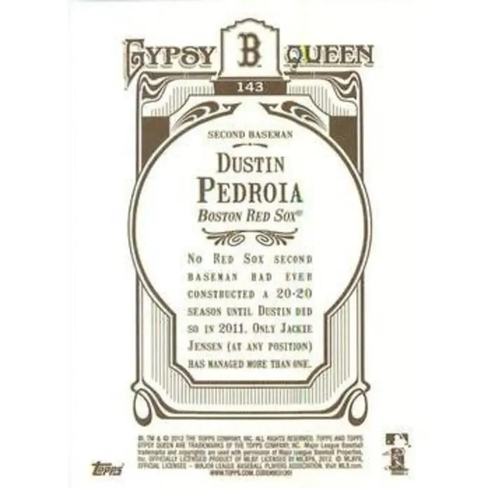 2012 Topps Gypsy Queen Dustin Pedroia # 143a Boston Red Sox